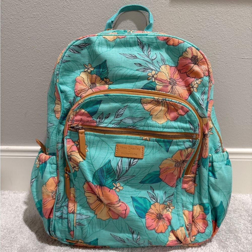Vera Bradley x Pura Vida Citrus Hibiscus Floral Campus Backpack